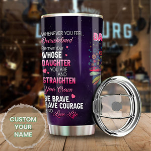 Camellia Personalized Loving Letter From Mom To Daughter Stainless Steel Tumbler-Sweat-Proof Double Wall Travel Cup With Lid Gift For Mother And Daughter