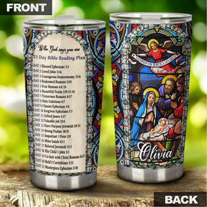 Camellia Personalized Christ Family God Says You Are Stainless Steel Tumbler-Double-Walled Insulation Travel Cup With Lid