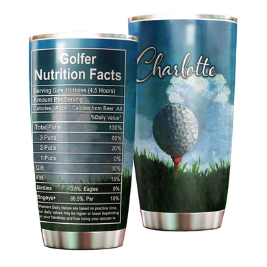 Camellia Personalized Golfer Nutrition Facts Stainless Steel Tumbler-Double-Walled Travel Therma Cup With Lid Gift For Golf Player 02