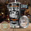 Camellia Personalized Never Underestimate An Old Man with A Motorcycle Stainless Steel Tumbler-Double-Walled Insulation Cup With Lid Gift For Grandfa