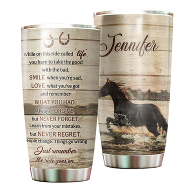 Camellia Personalized Horse Life Stainless Steel Tumbler - Double-Walled Insulation Vacumm Flask - Gift For Horse Lovers, Cowgirls, Cowboys, Perfect Christmas, Thanksgiving Gift