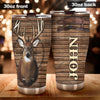 Camellia Personalized 3D Deer Hunting Wood Style Stainless Steel Tumbler - Customized Double-Walled Insulation Travel Thermal Cup With Lid