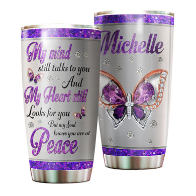 Camellia Personalized Butterfly My Soul Know You Are At Peace Stainless Steel Tumbler - Double-Walled Insulation Vacumm Flask - For Thanksgiving, Memorial Day, Christians, Christmas Gift