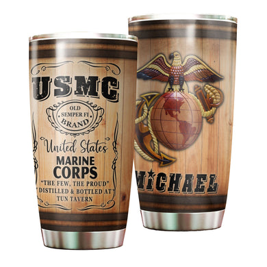 Camellia Personalized United States Marine Corps Stainless Steel Tumbler-Sweat-Proof Double Wall Travel Cup With Lid 04