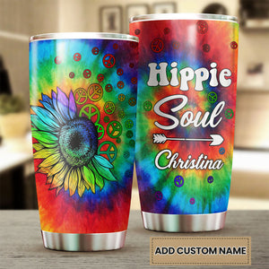 Camellia Persionalized 3D Hippie Soul Stainless Steel Tumbler - Customized Double - Walled Insulation Thermal Cup With Lid