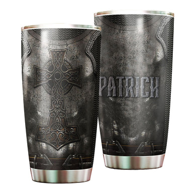 Camellia Personalized Dark Irish Armor Stainless Steel Tumbler - Customized Double-Walled Insulation Travel Thermal Cup With Lid