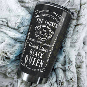 Camellia Personalized Black Women Brand Stainless Steel Tumbler - Double-Walled Insulation Vacumm Flask - Gift For Black Queen, International Women's Day, Hippie Girls