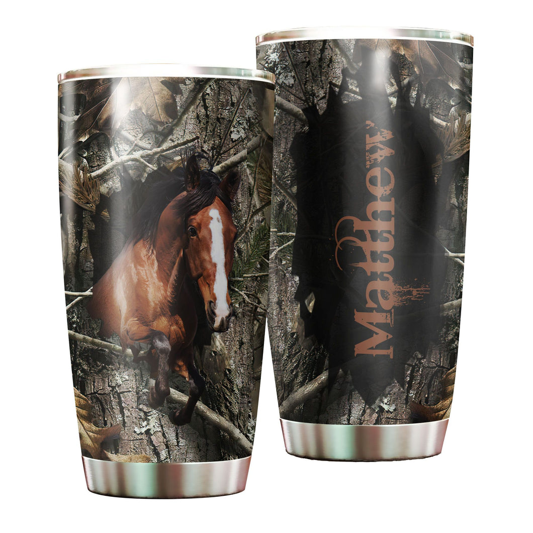 Camellia Personalized Horse Stainless Steel Tumbler - Double-Walled Insulation Vacumm Flask - Gift For Horse Lovers, Cowgirls, Cowboys, Perfect Christmas, Thanksgiving Gift