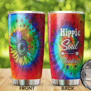 Camellia Persionalized 3D Hippie Soul Stainless Steel Tumbler - Customized Double - Walled Insulation Thermal Cup With Lid