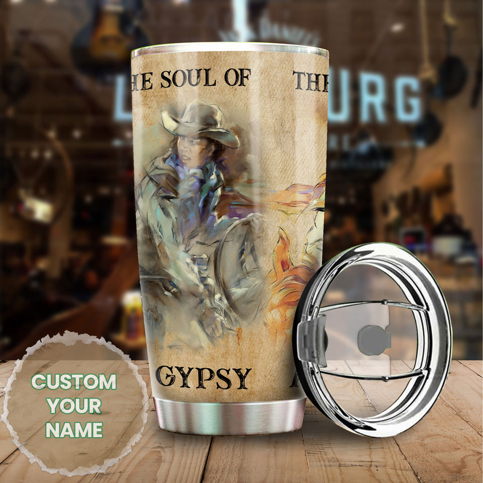 Camellia Personalized Horse Lover Cowgirl Soul Stainless Steel Tumbler - Double-Walled Insulation Vacumm Flask - Gift For Horse Lovers, Cowgirls, Cowboys, Perfect Christmas, Thanksgiving Gift