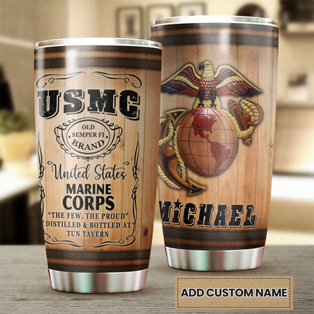 Camellia Personalized United States Marine Corps Stainless Steel Tumbler-Sweat-Proof Double Wall Travel Cup With Lid 04