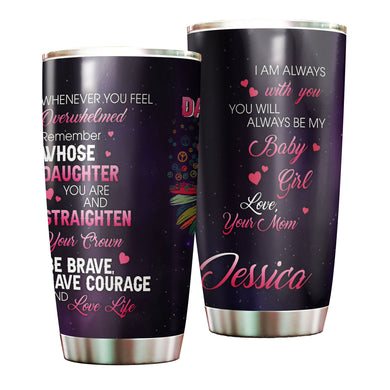 Camellia Personalized Loving Letter From Mom To Daughter Stainless Steel Tumbler-Sweat-Proof Double Wall Travel Cup With Lid Gift For Mother And Daughter