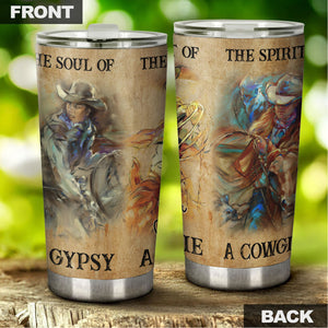 Camellia Personalized Horse Lover Cowgirl Soul Stainless Steel Tumbler - Double-Walled Insulation Vacumm Flask - Gift For Horse Lovers, Cowgirls, Cowboys, Perfect Christmas, Thanksgiving Gift