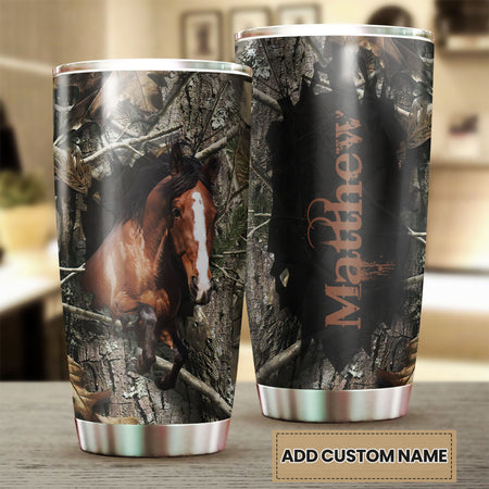 Camellia Personalized Horse Stainless Steel Tumbler - Double-Walled Insulation Vacumm Flask - Gift For Horse Lovers, Cowgirls, Cowboys, Perfect Christmas, Thanksgiving Gift