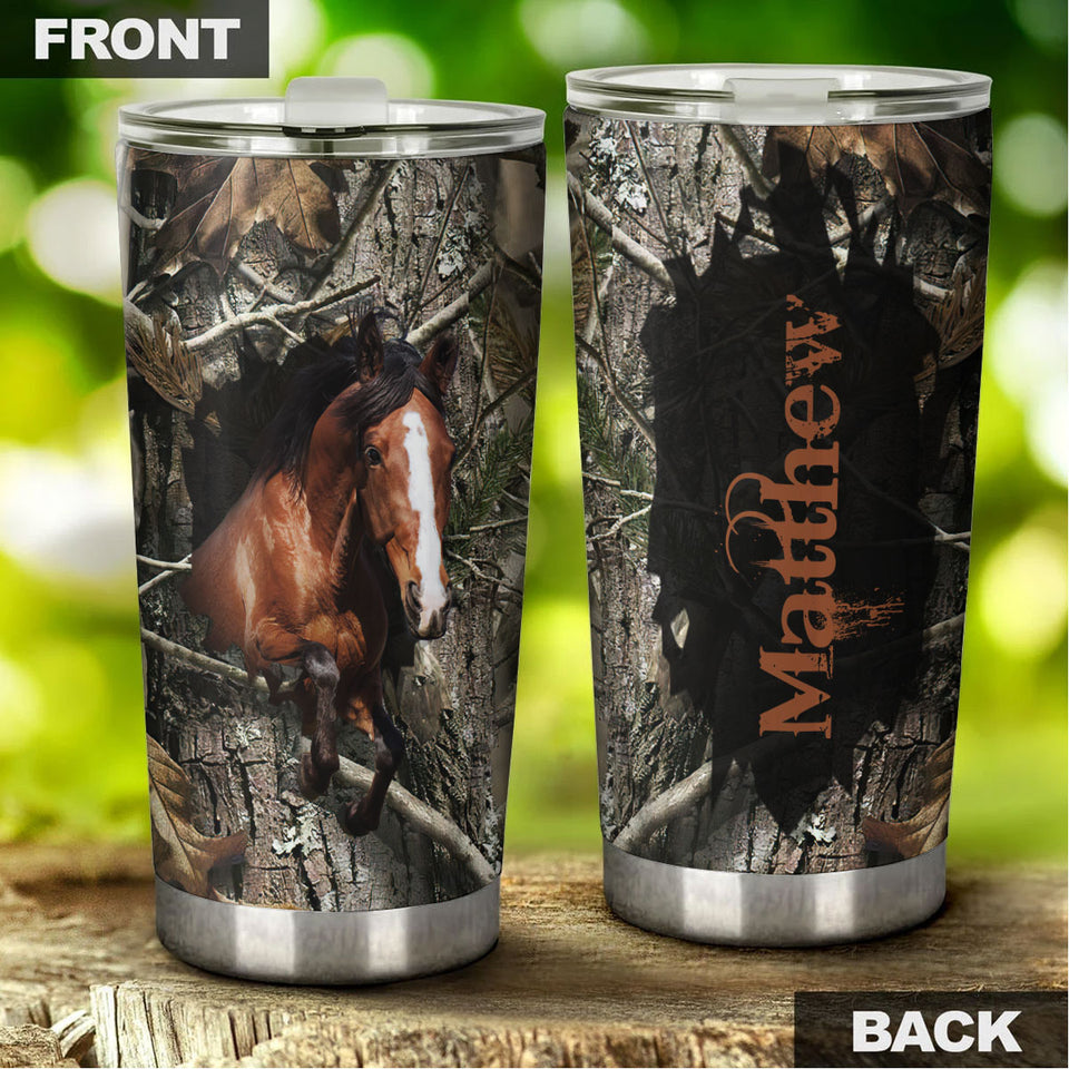 Camellia Personalized Horse Stainless Steel Tumbler - Double-Walled Insulation Vacumm Flask - Gift For Horse Lovers, Cowgirls, Cowboys, Perfect Christmas, Thanksgiving Gift