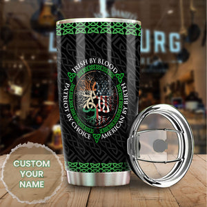 Camellia Personalized Irish By Blood American By Birth Patriot By Choice Stainless Steel Tumbler - Customized Double-Walled Insulation Travel Thermal Cup With Lid