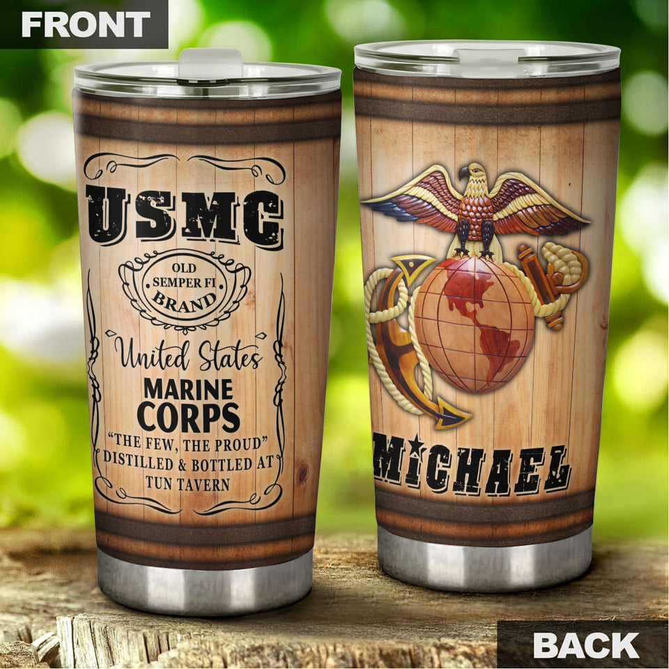 Camellia Personalized United States Marine Corps Stainless Steel Tumbler-Sweat-Proof Double Wall Travel Cup With Lid 04