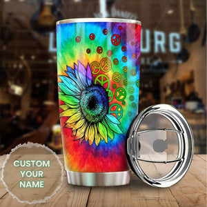 Camellia Persionalized 3D Hippie Soul Stainless Steel Tumbler - Customized Double - Walled Insulation Thermal Cup With Lid
