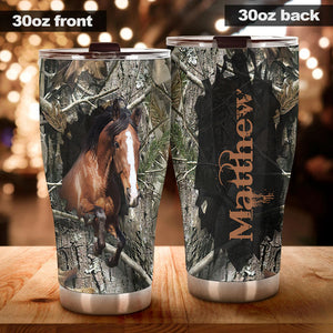 Camellia Personalized Horse Stainless Steel Tumbler - Double-Walled Insulation Vacumm Flask - Gift For Horse Lovers, Cowgirls, Cowboys, Perfect Christmas, Thanksgiving Gift