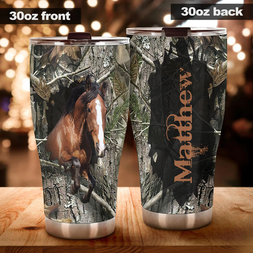 Camellia Personalized Horse Stainless Steel Tumbler - Double-Walled Insulation Vacumm Flask - Gift For Horse Lovers, Cowgirls, Cowboys, Perfect Christmas, Thanksgiving Gift