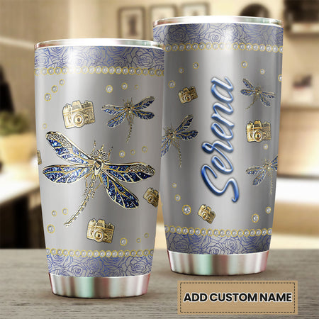 Camellia Personalized Mental Style Jewelry Crochet Heart Stainless Steel Tumbler-Double-Walled Insulation Travel Cup With Lid 03
