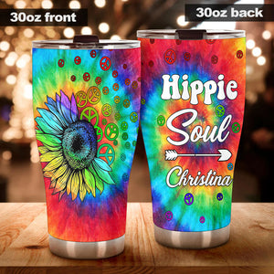 Camellia Persionalized 3D Hippie Soul Stainless Steel Tumbler - Customized Double - Walled Insulation Thermal Cup With Lid
