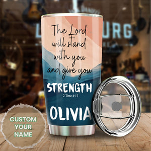 Camellia Persionalized Bible Butterfly Stainless Steel Tumbler - Customized Double - Walled Insulation Travel Thermal Cup With Lid Gift For Christian