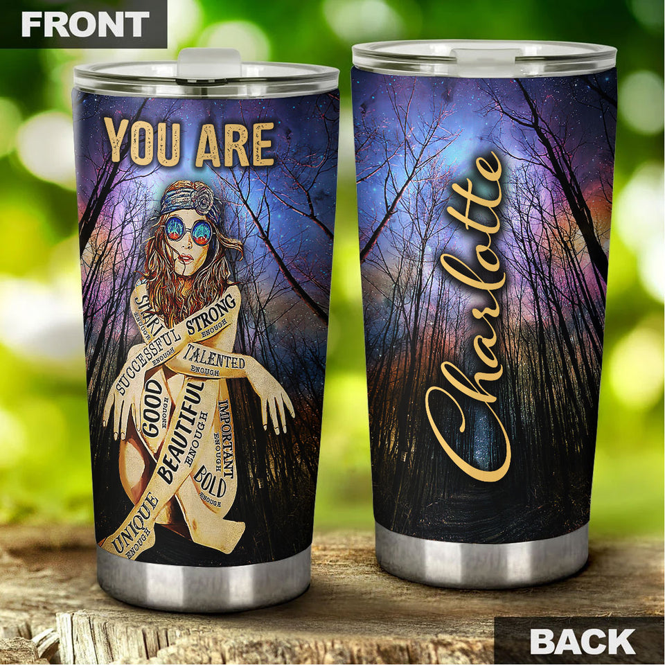 Camellia Personalized Hippie Girl You Are Successful Strong Beautiful Stainless Steel Tumbler-Double-Walled Insulation Travel Cup With Lid