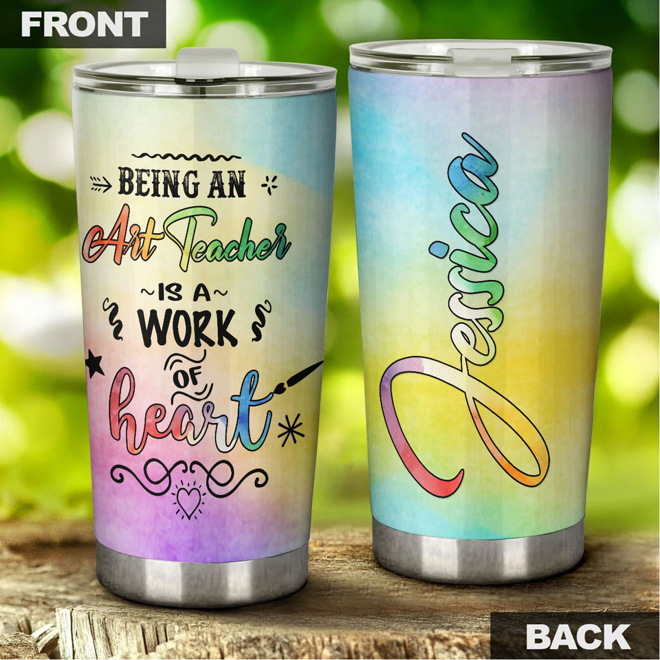 Camellia Personalized Art Teacher Stainless Steel Tumbler - Double-Walled Insulation Vacumm Flask - Gift For Art Teacher, Teacher's Day, Thanksgiving