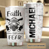 Camellia Personalized Firefighter Faith Over Faith White Stainless Steel Tumbler-Double-Walled Insulation Gift For Firefighter Fireman