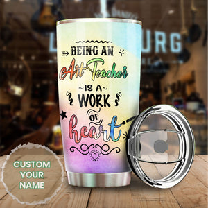 Camellia Personalized Art Teacher Stainless Steel Tumbler - Double-Walled Insulation Vacumm Flask - Gift For Art Teacher, Teacher's Day, Thanksgiving