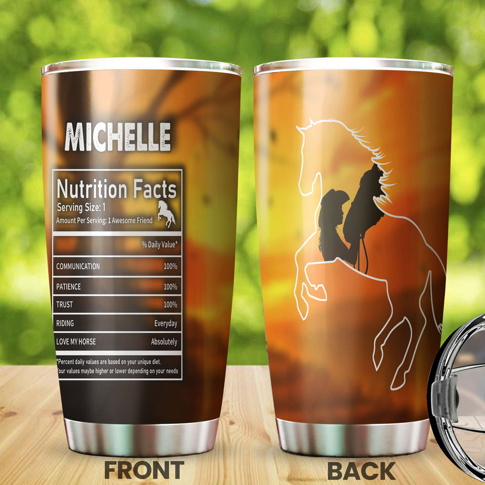 Camellia Personalized Horse Cowgirl Facts Stainless Steel Tumbler - Double-Walled Insulation Vacumm Flask - Gift For Horse Lovers, Cowgirls, Cowboys, Perfect Christmas, Thanksgiving Gift