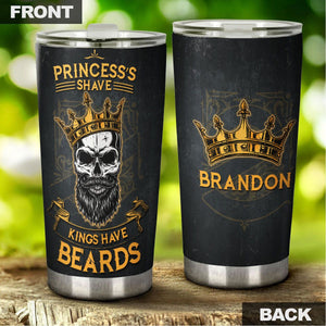 Camellia Persionalized 3D Skullcap Kings Have Beard Stainless Steel Tumbler - Customized Double - Walled Insulation Thermal Cup With Lid