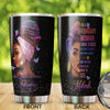 Camellia Personalized Black Women February Stainless Steel Tumbler - Double-Walled Insulation Vacumm Flask - Gift For Black Queen, International Women's Day, Hippie Girls