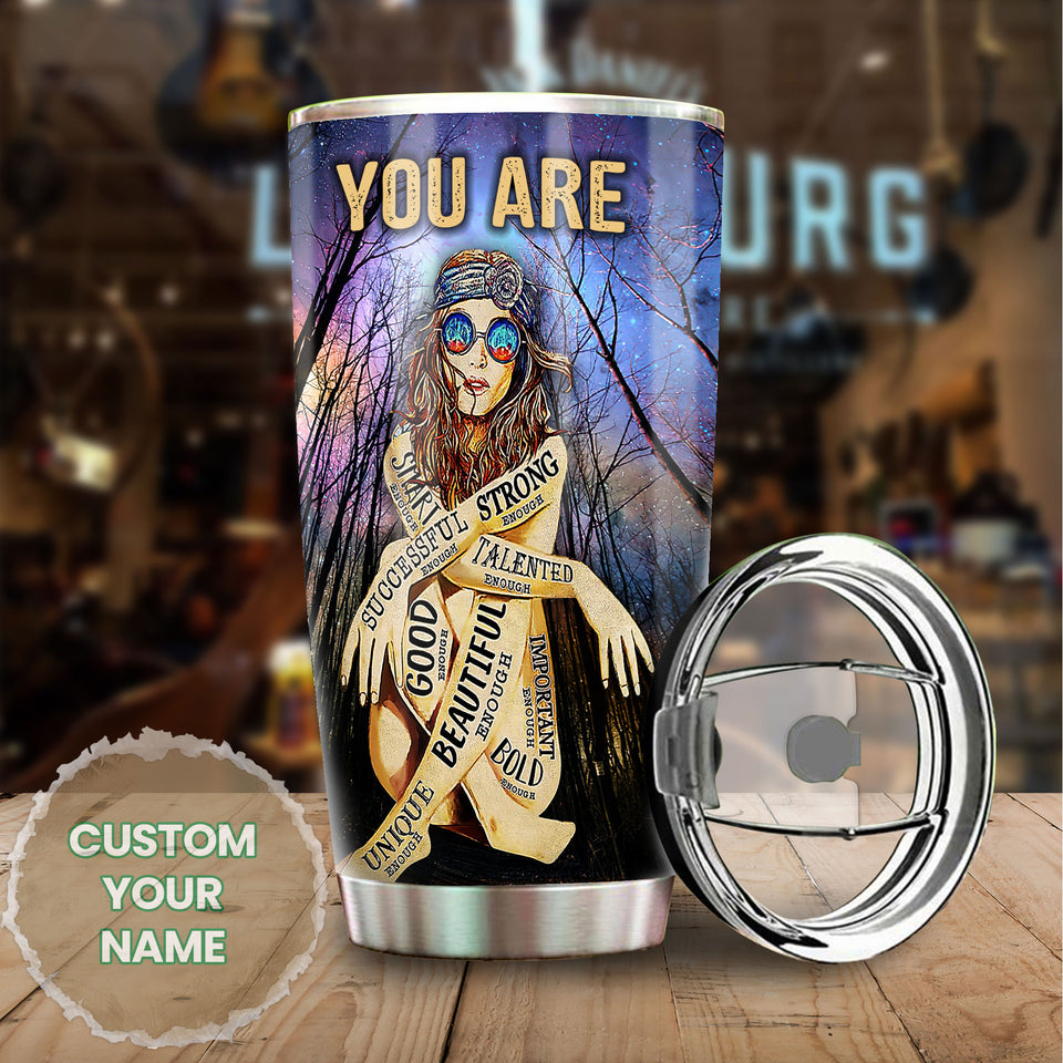 Camellia Personalized Hippie Girl You Are Successful Strong Beautiful Stainless Steel Tumbler-Double-Walled Insulation Travel Cup With Lid