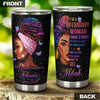 Camellia Personalized Black Women February Stainless Steel Tumbler - Double-Walled Insulation Vacumm Flask - Gift For Black Queen, International Women's Day, Hippie Girls