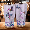 Camellia Personalized 3D Colorful Diamond Butterfly Stainless Steel Tumbler - Customized Double-Walled Insulation Thermal Cup With Lid