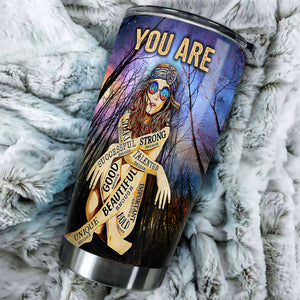Camellia Personalized Hippie Girl You Are Successful Strong Beautiful Stainless Steel Tumbler-Double-Walled Insulation Travel Cup With Lid