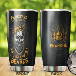 Camellia Persionalized 3D Skullcap Kings Have Beard Stainless Steel Tumbler - Customized Double - Walled Insulation Thermal Cup With Lid