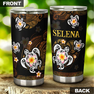 Camellia Personalized Hawaii Turtle Stainless Steel Tumbler - Customized Double-Walled Insulation Travel Thermal Cup With Lid