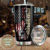 Camellia Personalized American Flag Marine Corps Stainless Steel Tumbler - Double-Walled Insulation Vacumm Flask - Gift For American Soldiers, Veterans, Christmas