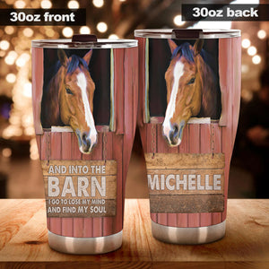 Camellia Personalized Horse Find My Soul Stainless Steel Tumbler - Double-Walled Insulation Vacumm Flask - Gift For Horse Lovers, Cowgirls, Cowboys, Perfect Christmas, Thanksgiving Gift