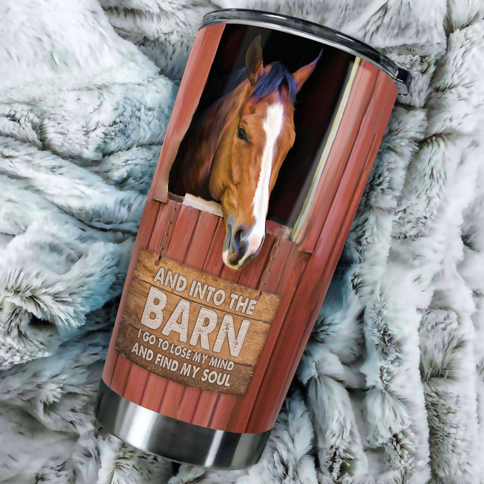 Camellia Personalized Horse Find My Soul Stainless Steel Tumbler - Double-Walled Insulation Vacumm Flask - Gift For Horse Lovers, Cowgirls, Cowboys, Perfect Christmas, Thanksgiving Gift