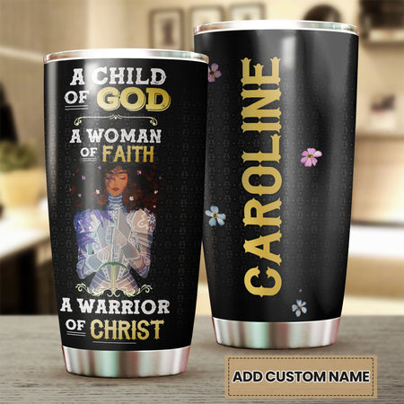 Camellia Personalized Black Women Faith Stainless Steel Tumbler - Double-Walled Insulation Vacumm Flask - Gift For Black Queen, International Women's Day, Hippie Girls 03