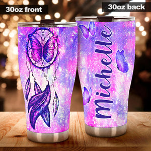 Camellia Personalized Butterfly Dreamcatcher Stainless Steel Tumbler - Double-Walled Insulation Vacumm Flask - For Thanksgiving, Memorial Day, Christians, Christmas Gift