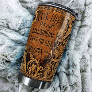 Camellia Personalized Horse Live Like Someone Left The Gate Open Stainless Steel Tumbler - Double-Walled Insulation Vacumm Flask - Gift For Horse Lovers, Cowgirls, Cowboys, Perfect Christmas Gift