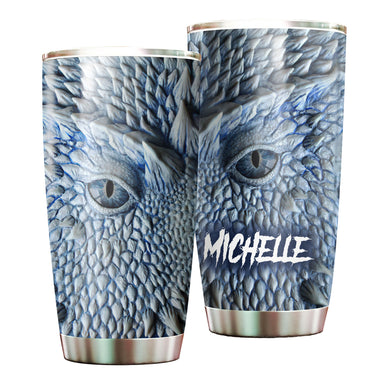 Camellia Personalized 3D Eye Dragon Stainless Steel Tumbler - Customized Double-Walled Insulation Travel Thermal Cup With Lid Gift For Dragon Lover