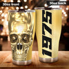 Camellia Persionalized 3D Golden Skull Stainless Steel Tumbler - Customized Double - Walled Insulation Thermal Cup With Lid