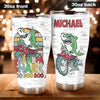 Camellia Personalized Funny Grandpa Shark Rider Doo Doo Doo Stainless Steel Tumbler - Customized Double-Walled Insulation Travel Thermal Cup With Lid