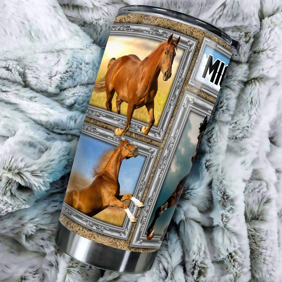Camellia Personalized Horse Stainless Steel Tumbler - Double-Walled Insulation Vacumm Flask - Gift For Horse Lovers, Cowgirls, Cowboys, Perfect Christmas, Thanksgiving Gift 04
